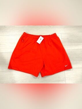 Nike Sportswear Solo Swoosh French Terry Orange Cotton Shorts Mens XL New